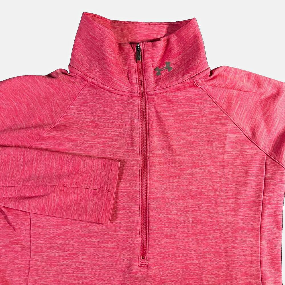 Under Armour HeatGear Women’s Fitted Heathered Pink 1/4 Zip Mock Neck S